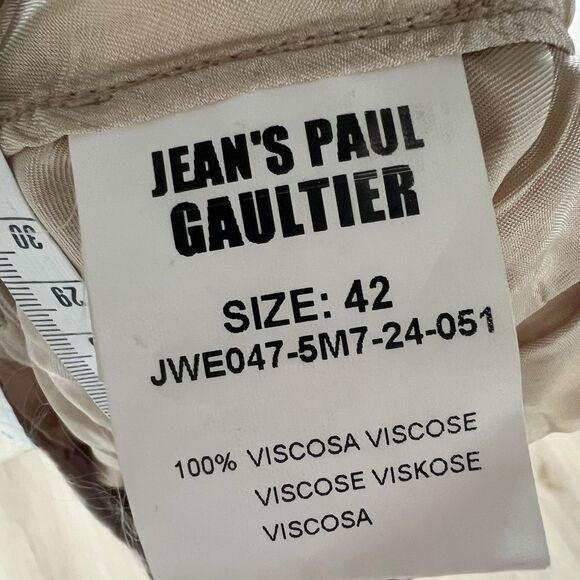 Vintage Jean Paul Gaultier Skirt Womens Large Y2K Pleated Satin Beige A Line 42 - Picture 6 of 6